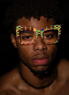 Multicolor kente oversized acetate eyeglasses with wide nose bridge fit low nose bridge fit and High cheek bones fit