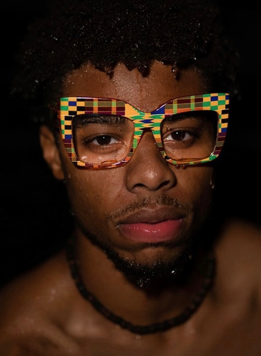 Multicolor kente oversized acetate eyeglasses with wide nose bridge fit low nose bridge fit and High cheek bones fit