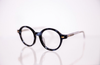 Black round acetate prescription ready eyeglasses with Medium nose bridge, low nose bridge fit and High cheek bones fit
