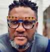 Multicolor dashiki oversized acetate sunglasses with wide nose bridge fit low nose bridge fit and High cheek bones fit