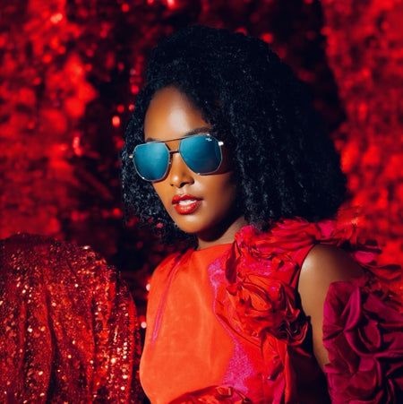 Metallic blue lens reflector aviator sunglasses for wide nose bridge high nose bridge and low cheek bones 