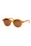 Orange round acetate sunglasses with Medium nose bridge bridge height fit and High cheek bones fit

