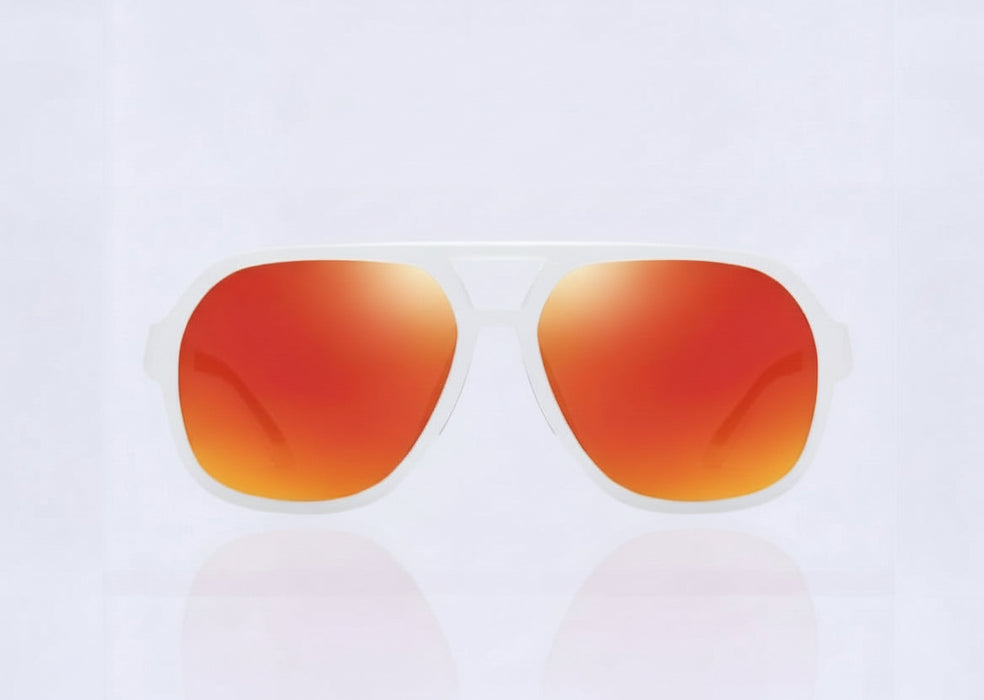 White TR aviator sunglasses for medium nose bridge high nose bridge and low cheek bones 