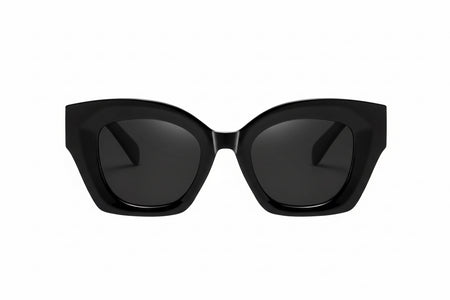 Black acetate cat eye sunglasses for wide nose bridge low nose bridge and high cheek bones