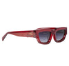 Red acetate elongated cat eye sunglasses for wide nose bridge and high cheek bones 