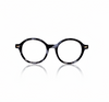 Black round acetate prescription ready eyeglasses with Medium nose bridge, low nose bridge fit and High cheek bones fit
