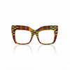 Multicolor kente oversized acetate eyeglasses with Multicolor kente oversized acetate sunglasses with wide nose bridge fit low nose bridge fit and High cheek bones fit