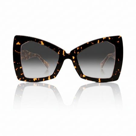 Tortoise shell oversized cat eye butterfly shaped sunglasses for wide nose bridge low nose bridge and high cheek bones 