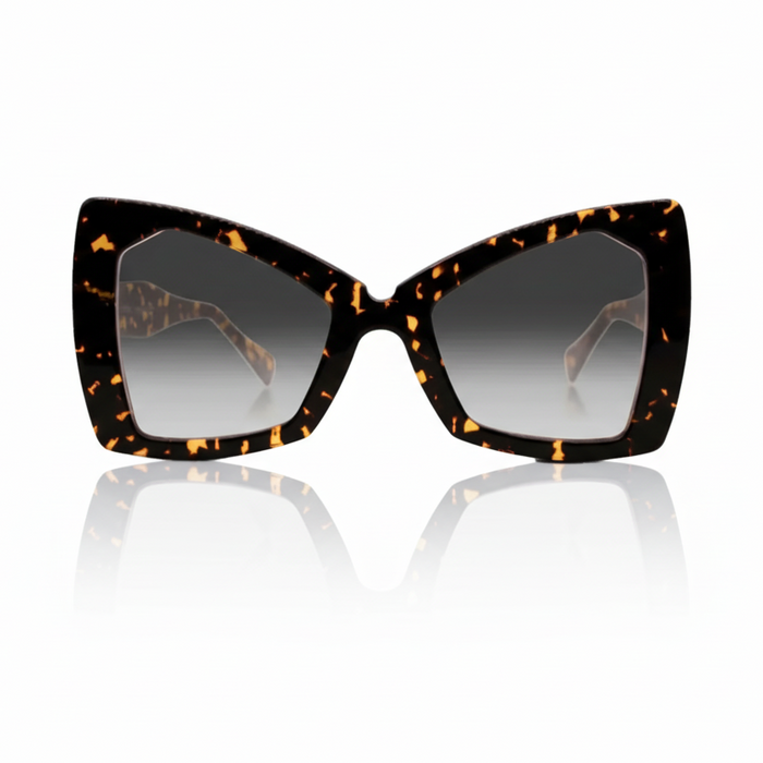 Tortoise shell oversized cat eye butterfly shaped sunglasses for wide nose bridge low nose bridge and high cheek bones 
